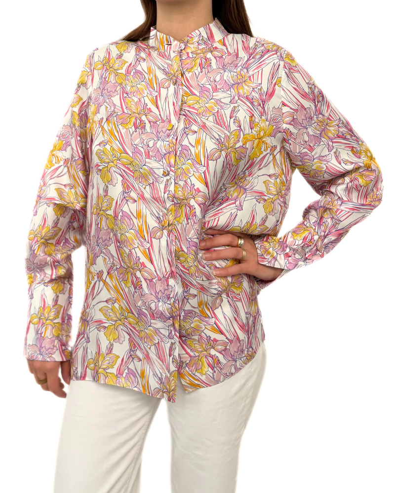 SILK PRINTED SHIRT: IRIS PINK