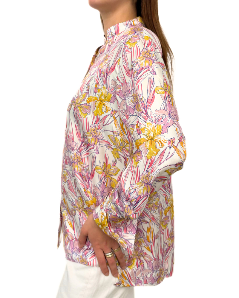 SILK PRINTED SHIRT: IRIS PINK