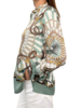 COLLARLESS SILK SCARVES SHIRT: FIRENZE: GREEN