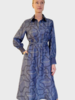 SILK SHIRT DRESS WITH BELT PRINT: DEVON:  BLUE