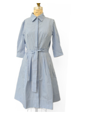 SHIRT DRESS W/ SHORT SLEEVES : STRIPES AZURE