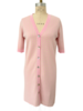 HERRINGBONE JACQUARD BUTTON FRONT DRESS: LIGHT PINK
