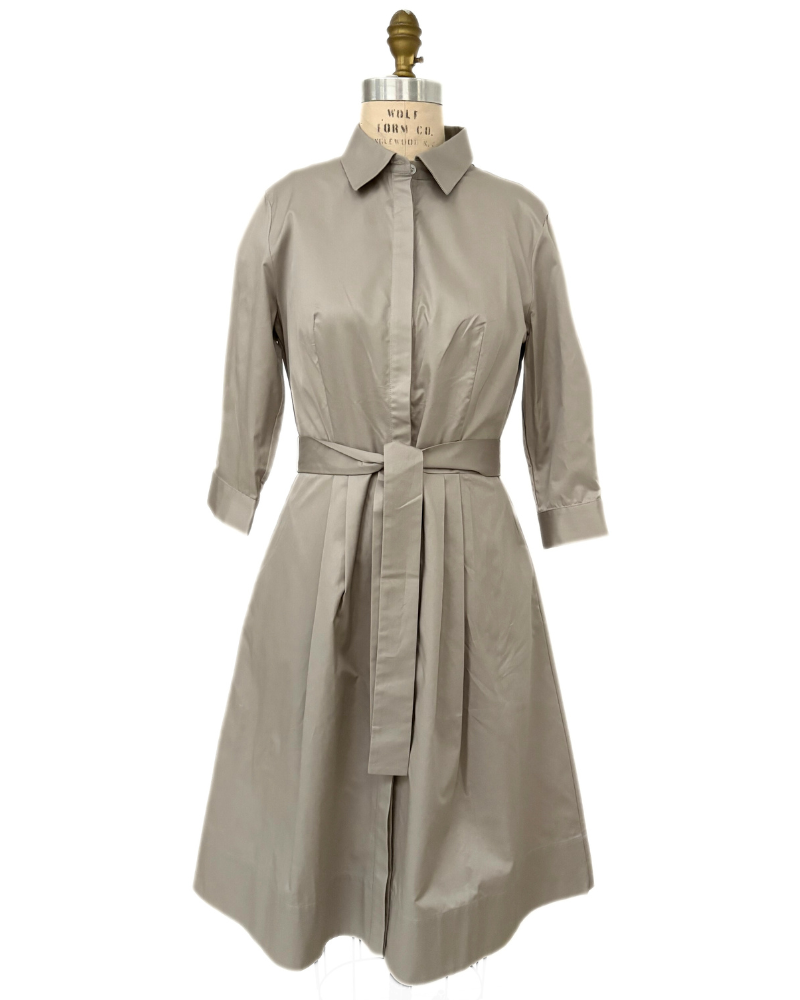 COTTON SHIRT DRESS: KHAKI