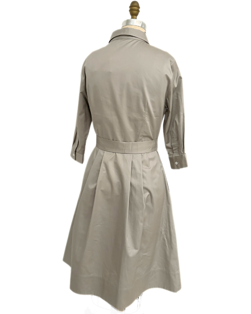 COTTON SHIRT DRESS: KHAKI