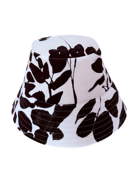 PRINTED COTTON HAT: ORTENSIA: BLACK