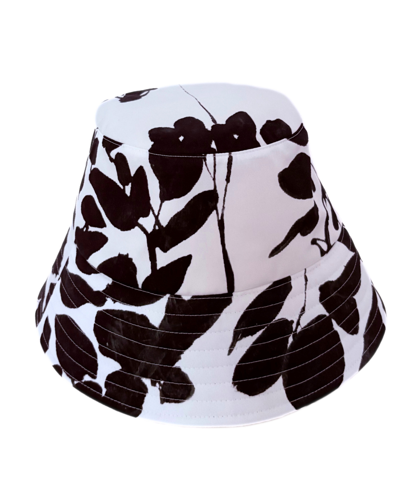 PRINTED COTTON HAT: ORTENSIA: BLACK