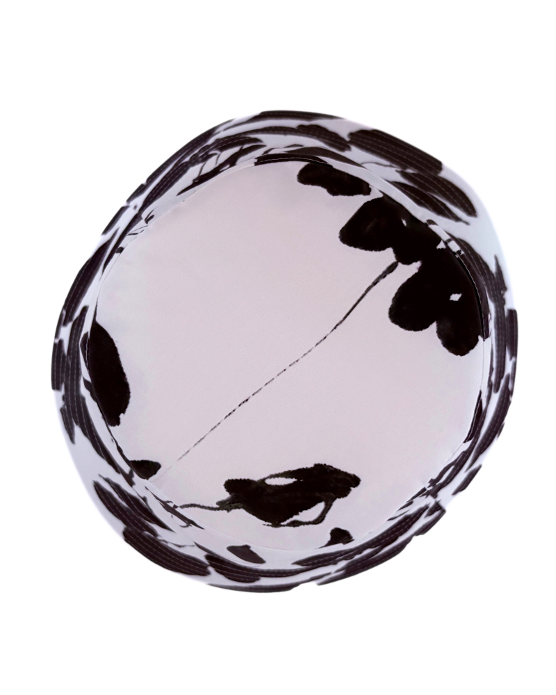 PRINTED COTTON HAT: ORTENSIA: BLACK