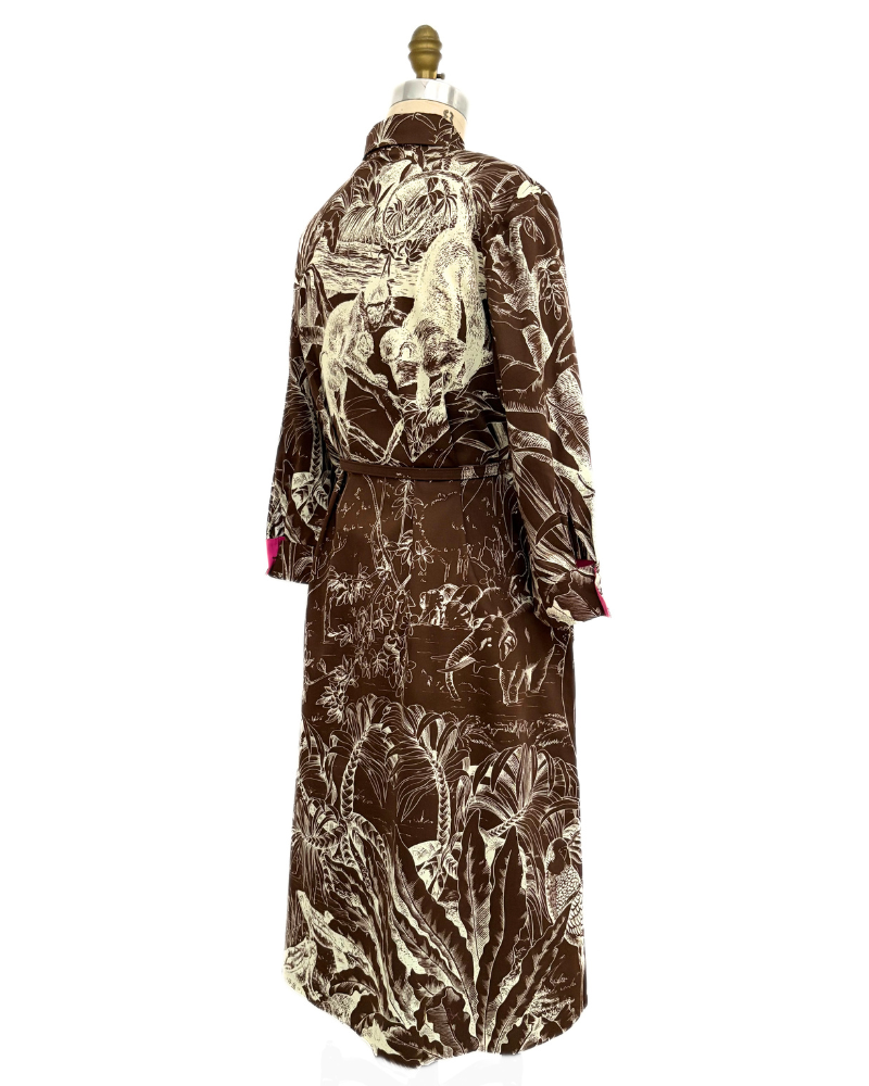 PRINTED COTTON DRESS: JUNGLE: CHOCOLATE