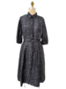 SILK DRESS WITH BLOUSON SLEEVE: LEOPARD: BLACK