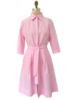 SHIRT DRESS W/ SHORT SLEEVES: STRIPES-PINK