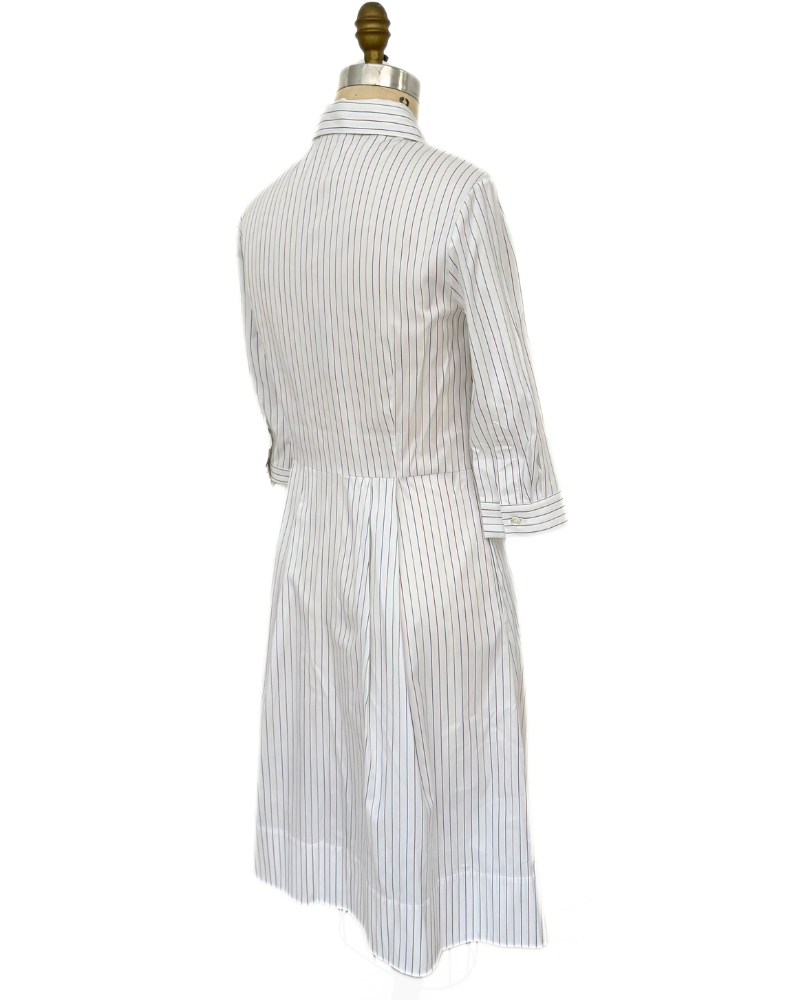 SHIRT DRESS W/ SHORT SLEEVES: MULTICOLOR SMALL STRIPES
