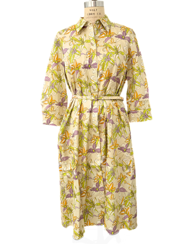 PRINTED COTTON DRESS: TIGERLILY: ORANGE