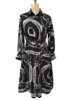 SILK SHIRT DRESS WITH BELT PRINT: LEXINGTON: BLACK
