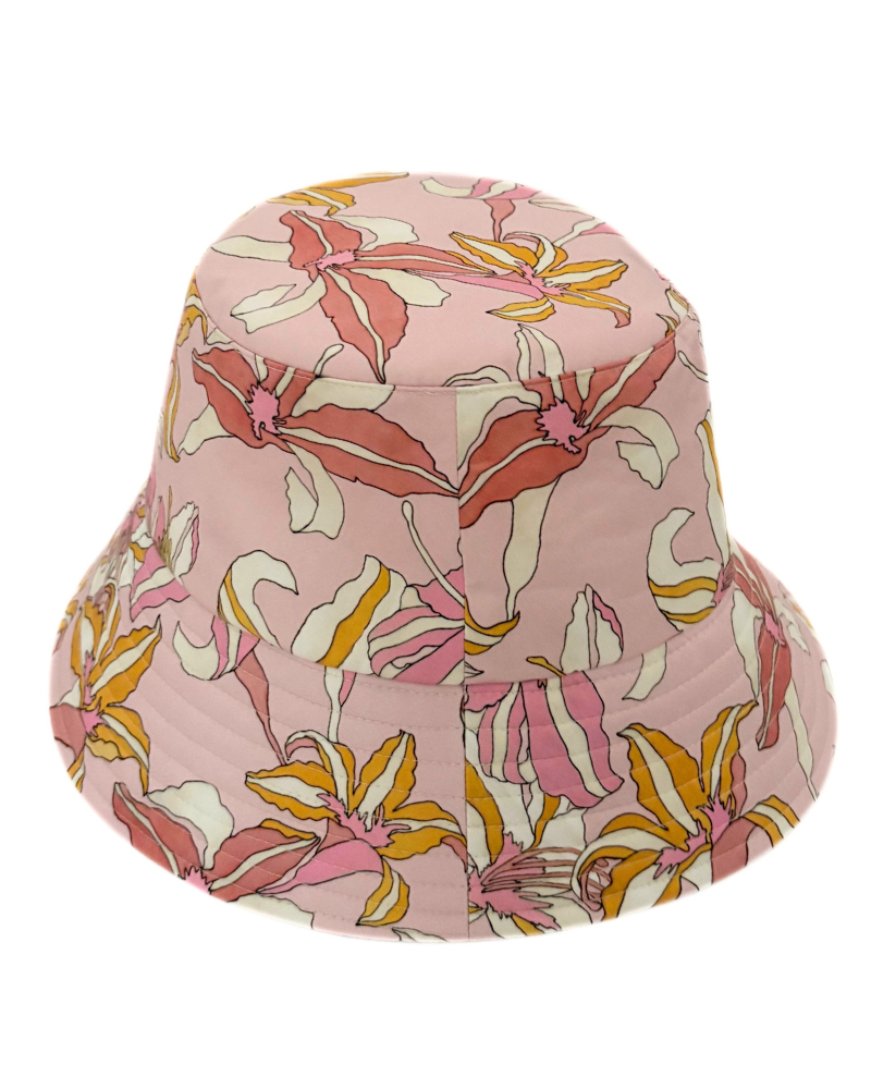PRINTED COTTON BUCKET HAT: TIGERLILY: PINK