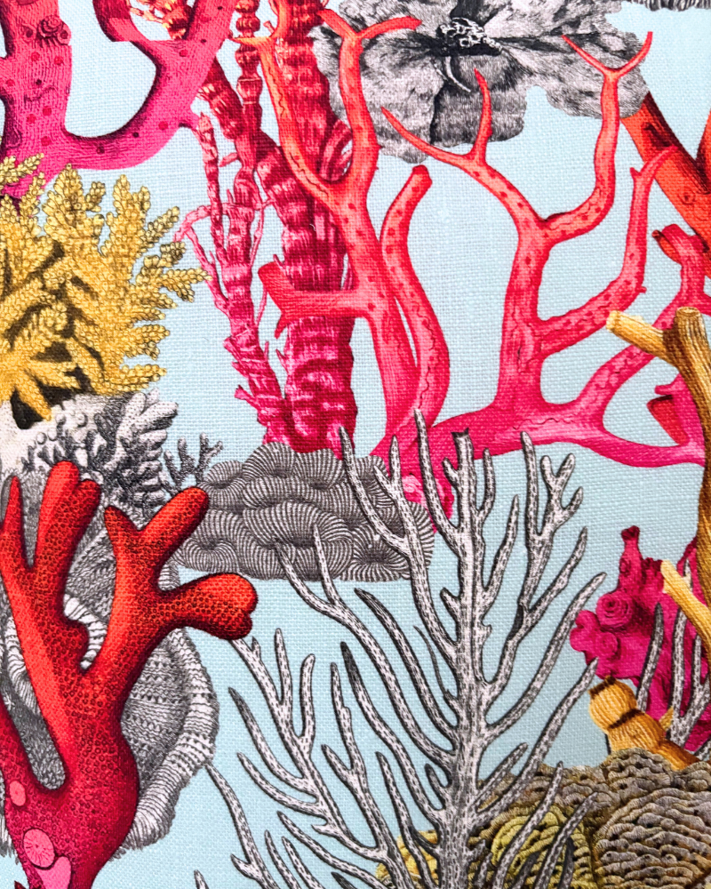 LINEN PILLOW CORAL: TURQUOISE 21"x21"