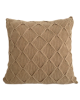 COMO : CASHMERE KNITTED ARGYLE PILLOW 26" x 26" : CAMEL