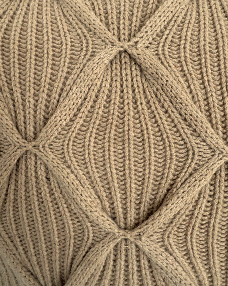COMO : CASHMERE KNITTED ARGYLE PILLOW 26" x 26" : CAMEL