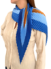 PLEATED SILK SCARF : SQUARE PRINT : BLUE