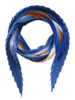 PLEATED SILK SCARF : SQUARE PRINT : BLUE