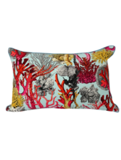 LINEN PILLOW CORAL: TURQUOISE 16"x24"