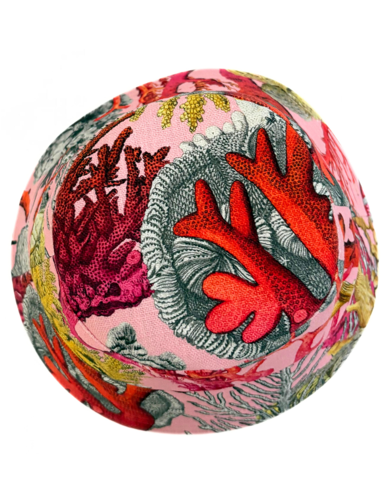 PRINTED LINEN HAT : CORAL : PINK