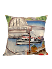 COTTON PILLOW LAKE COMO : A : 21"x21"