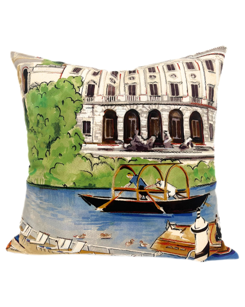 COTTON PILLOW LAKE COMO : A : 21"x21"