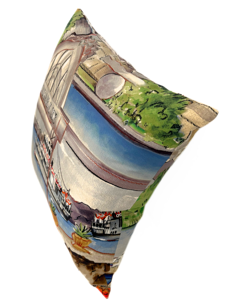 COTTON PILLOW LAKE COMO : A : 21"x21"