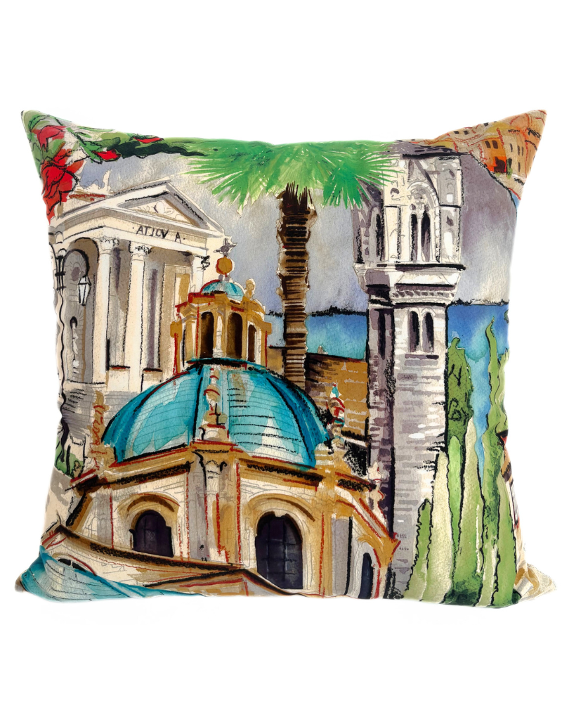 COTTON PILLOW LAKE COMO : B : 21"x21"