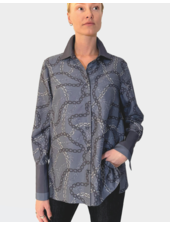 COLLARED SILK PRINTED SHIRT: DEVON: BLUE