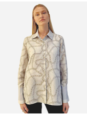 COLLARED SILK PRINTED SHIRT: DEVON: GRAY