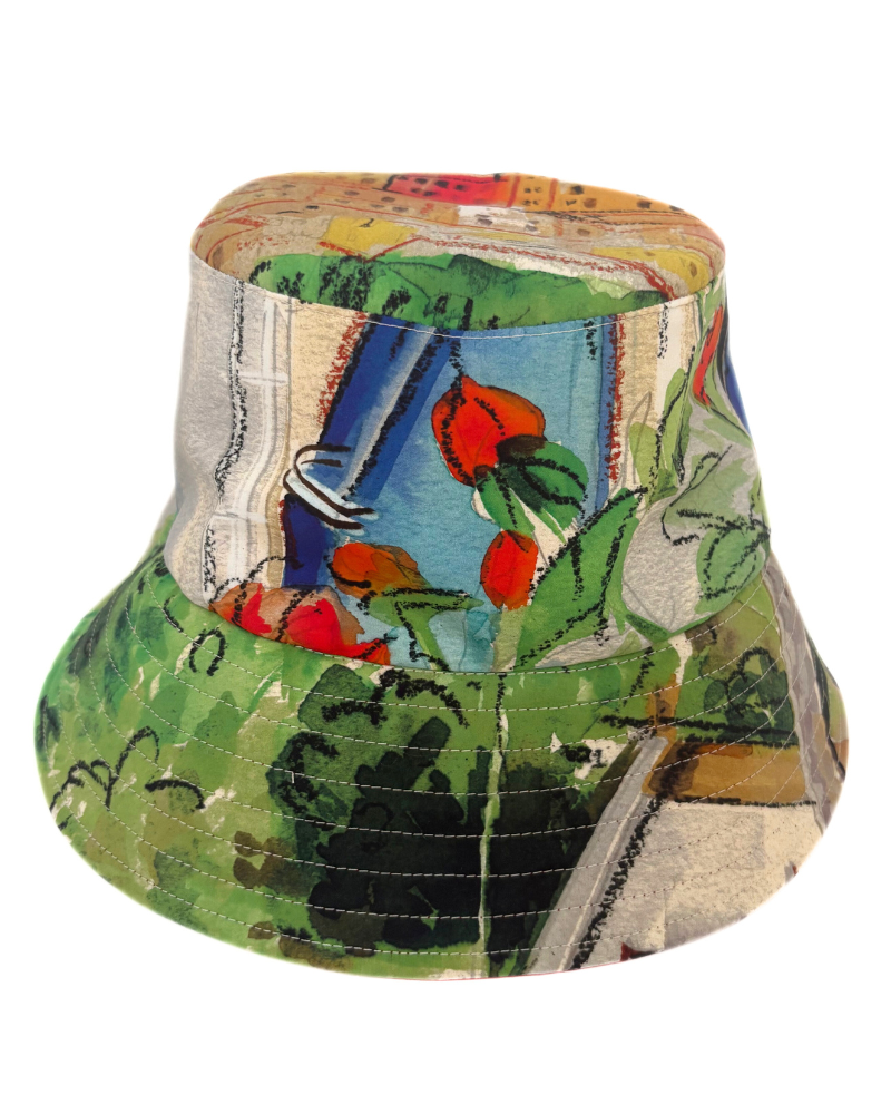 PRINTED COTTON  HAT: LAKE COMO