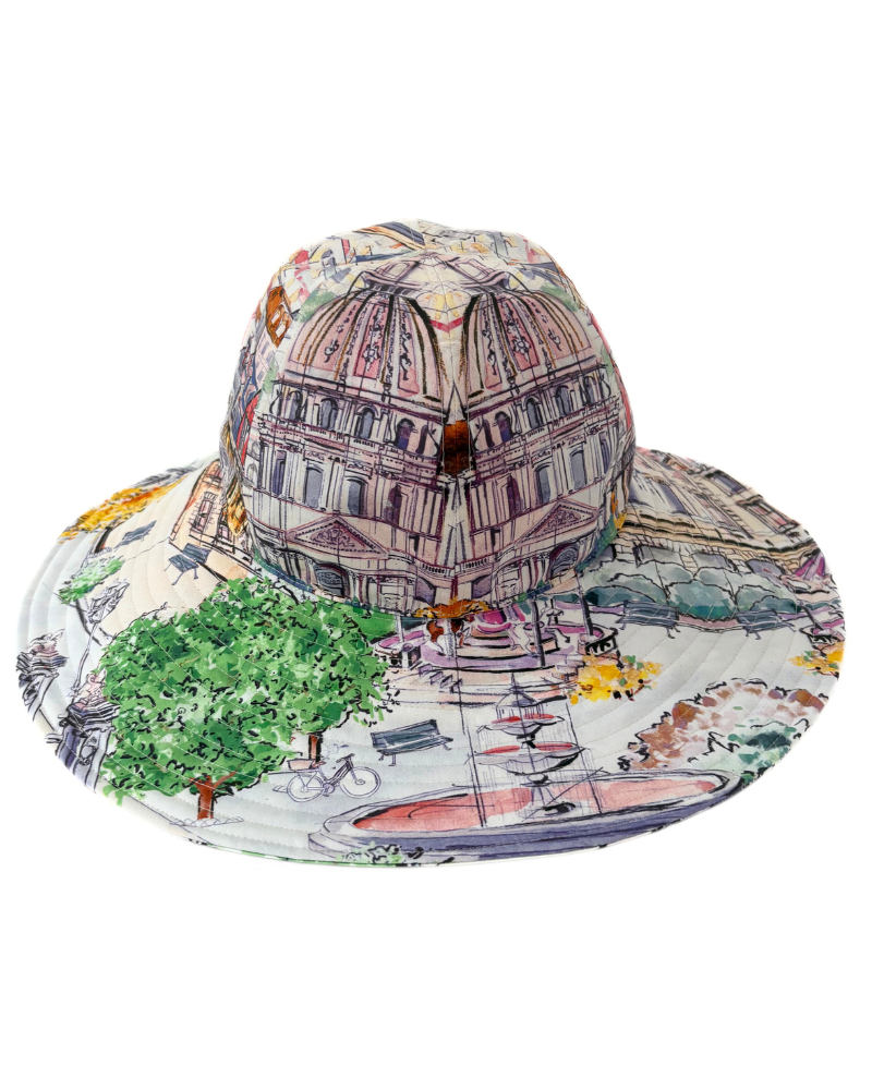 PRINTED BIG HAT: PARIS : PINK