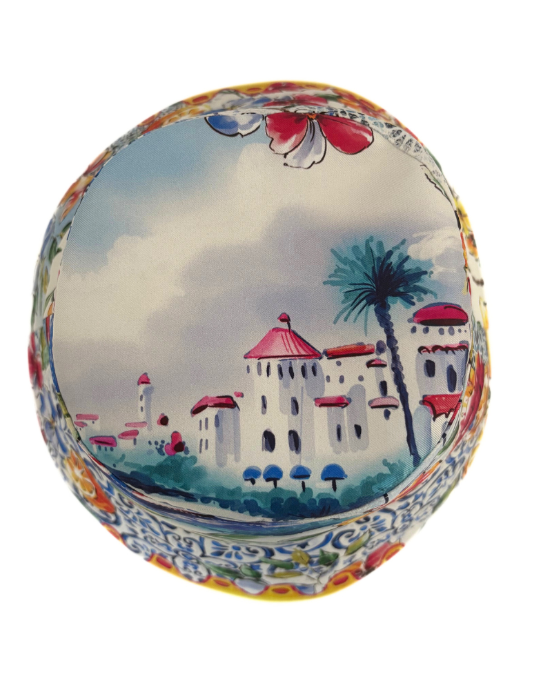 PRINTED COTTON HAT: CAPRI: BLUE