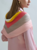 PLEATED SILK SCARF : SQUARE PRINT : PINK