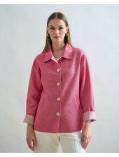 CASHMERE BUTTON DOWN SHIRT JACKET: PINK