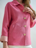 CASHMERE BUTTON DOWN SHIRT JACKET: PINK