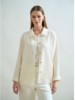 BUTTON DOWN WOOL CREPE SHIRT JACKET: IVORY