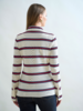 BUTTON FRONT SHIRT : JERSEY: IVORY  WITH NAVY AND RED STRIPES