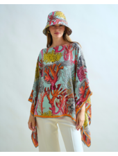 PRINTED LINEN HAT: CORAL: TURQUOISE