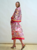 LONG POET SILK DRESS WITH WAIST AND STRAPS: CAPRI PRINT: PINK