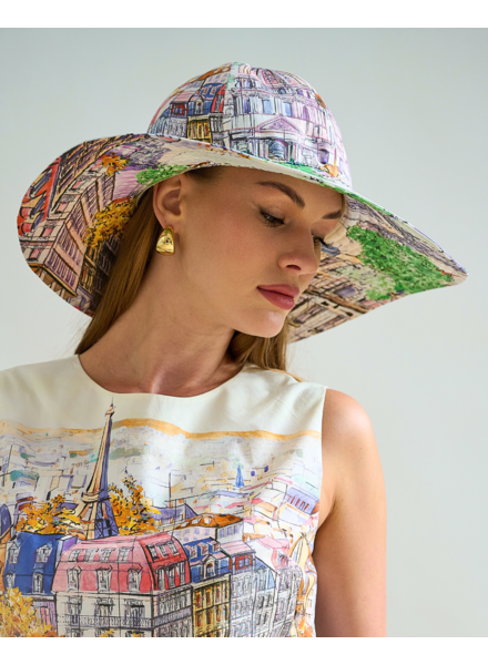 PRINTED BIG HAT: PARIS : PINK