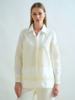 COLLARED COTTON SHIRT: WHITE WITH IVORY EMBROIDERIES