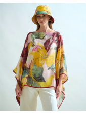 CASHMERE PRINTED PONCHO: BERGAMO: PINK