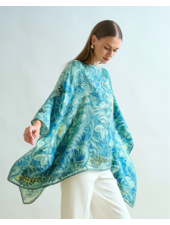 CASHMERE PRINTED PONCHO: CORSICA: GREEN