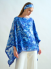 CASHMERE PRINTED PONCHO: CORSICA: BLUE