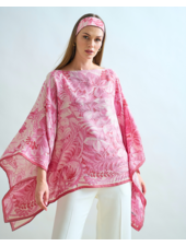 CASHMERE PRINTED PONCHO: CORSICA: PINK