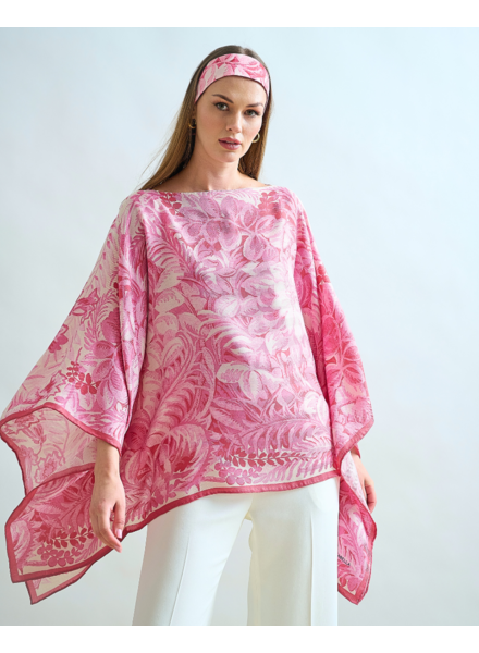 CASHMERE PRINTED PONCHO: CORSICA: PINK