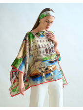 CASHMERE PRINTED PONCHO LAKE COMO: MULTI
