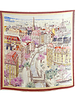 SILK AND WOOL PRINTED JACQUARD PONCHO: PARIS: PINK AND YELLOW